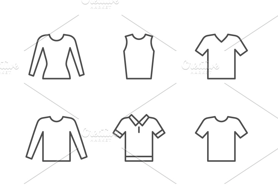 Set line icons of t-shirt