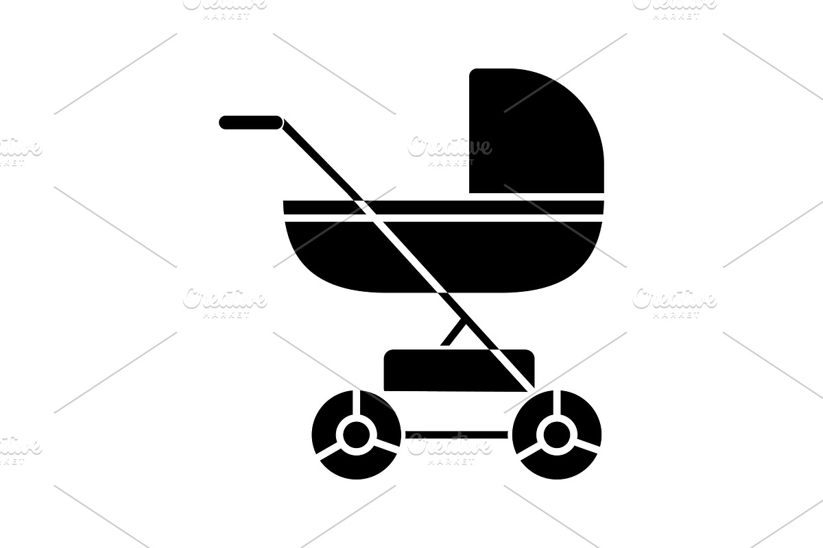 Baby carriage glyph icon in Icons - product preview 8