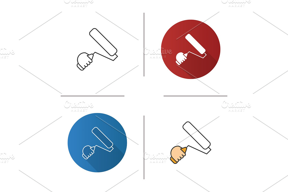 Hand holding paint roller icon in Icons - product preview 8