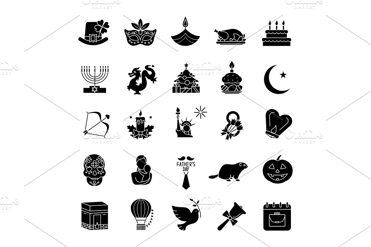 Holidays glyph icons set in Icons - product preview 8