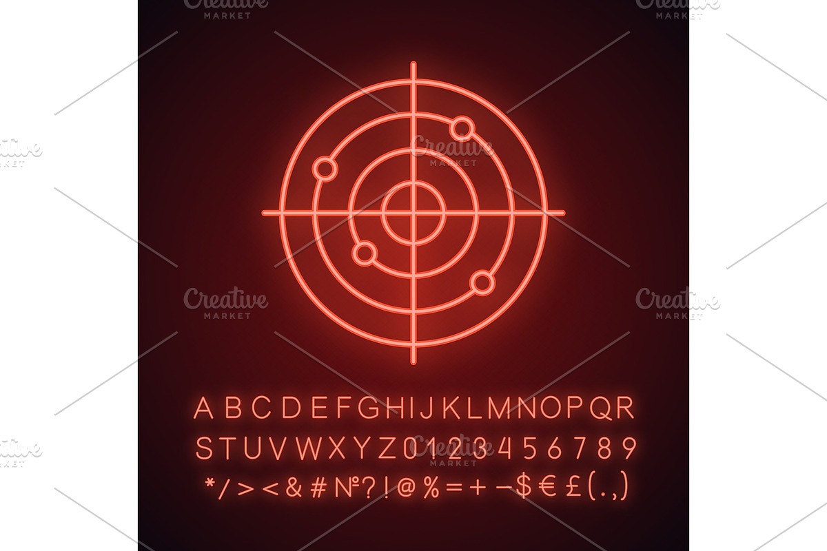 Gun target neon light icon in Neon Icons - product preview 8