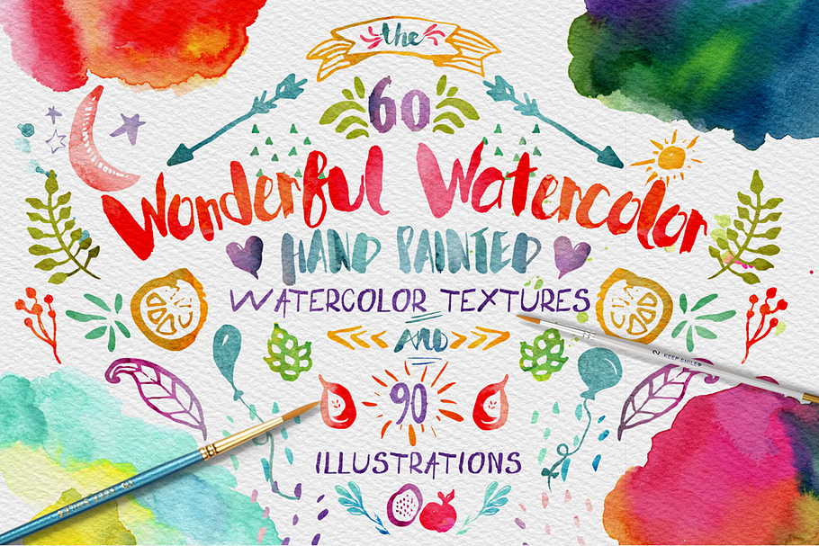 Wonderful Watercolor Design Pack in Textures - product preview 8