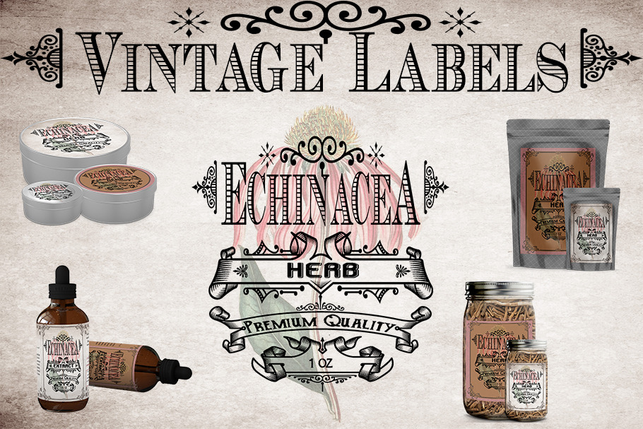 Echinacea Vintage Herb Labels