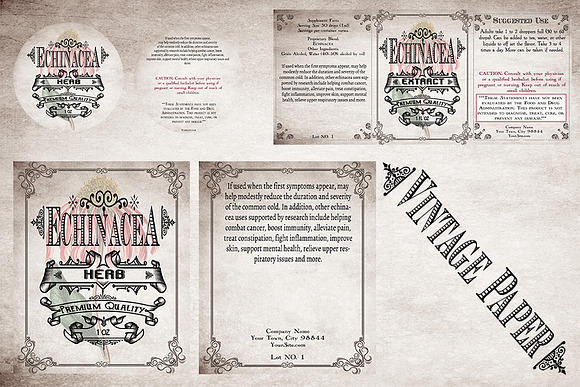Echinacea Vintage Herb Labels in Stationery Templates - product preview 5