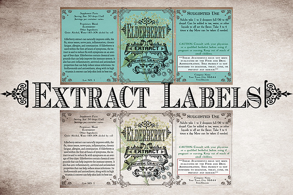 Elderberry Vintage Labels in Stationery Templates - product preview 2