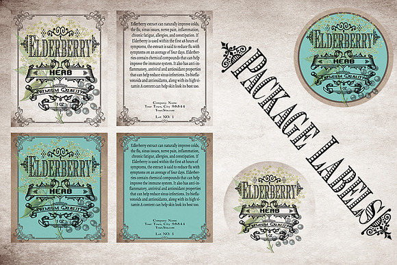 Elderberry Vintage Labels in Stationery Templates - product preview 3