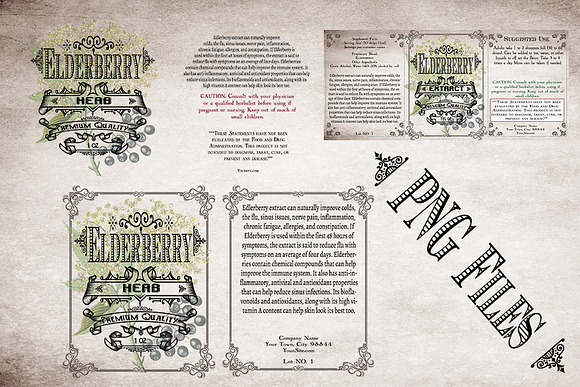 Elderberry Vintage Labels in Stationery Templates - product preview 4
