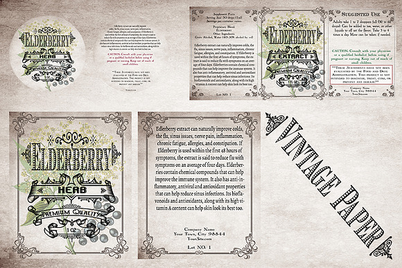 Elderberry Vintage Labels in Stationery Templates - product preview 5