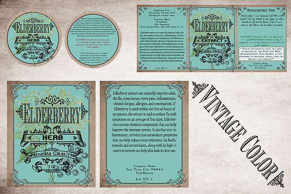 Elderberry Vintage Labels in Stationery Templates - product preview 6