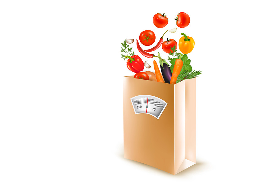 Shopping bag with healthy fruit in Illustrations - product preview 8
