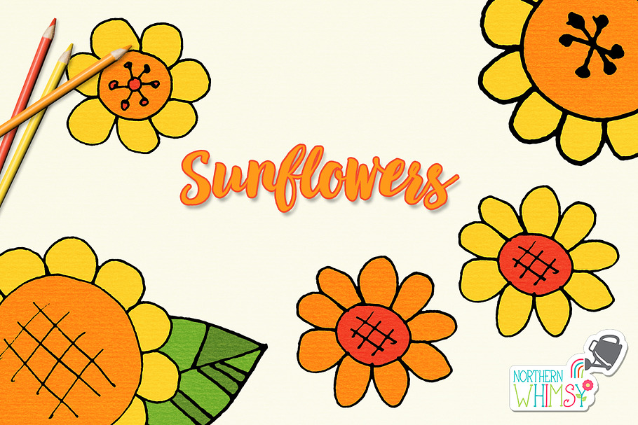 Flower Illustrations - Sunflowers in Illustrations - product preview 8