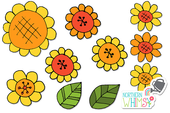 Flower Illustrations - Sunflowers in Illustrations - product preview 1