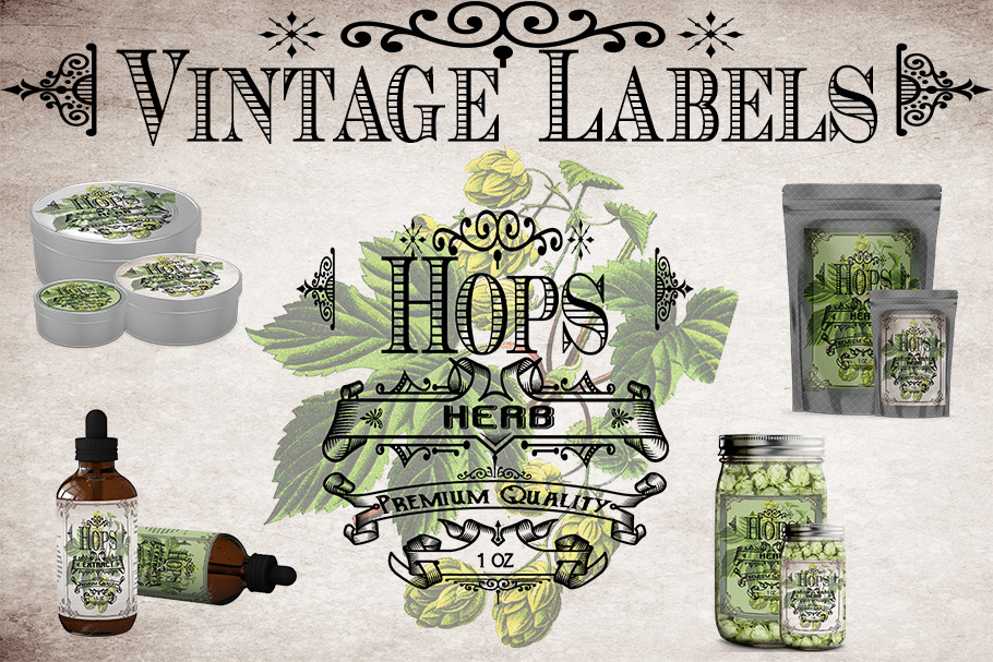 Hops Vintage Labels