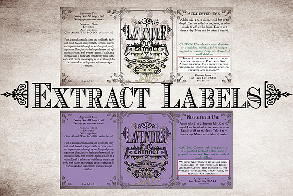 Lavender Vintage Labels in Stationery Templates - product preview 2