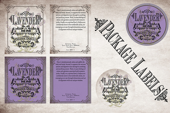 Lavender Vintage Labels in Stationery Templates - product preview 3