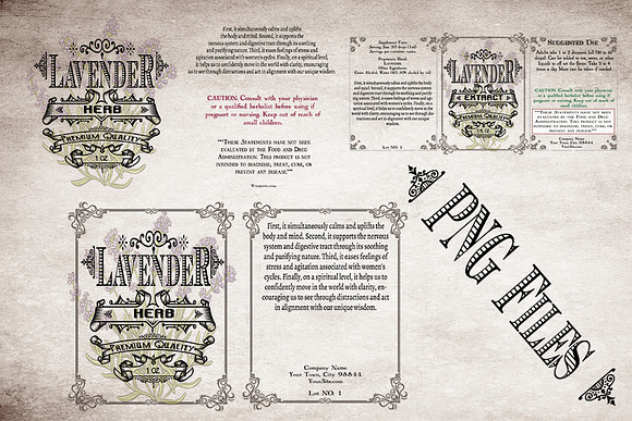 Lavender Vintage Labels in Stationery Templates - product preview 4