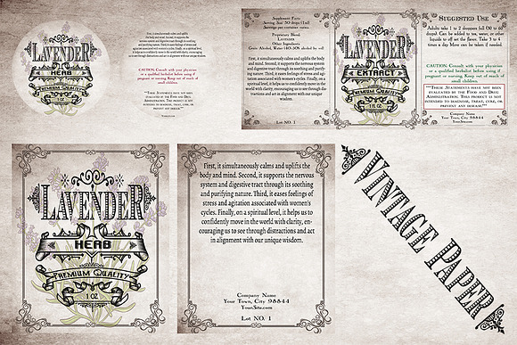 Lavender Vintage Labels in Stationery Templates - product preview 5