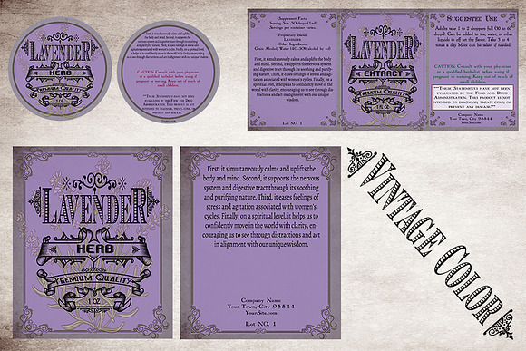Lavender Vintage Labels in Stationery Templates - product preview 6