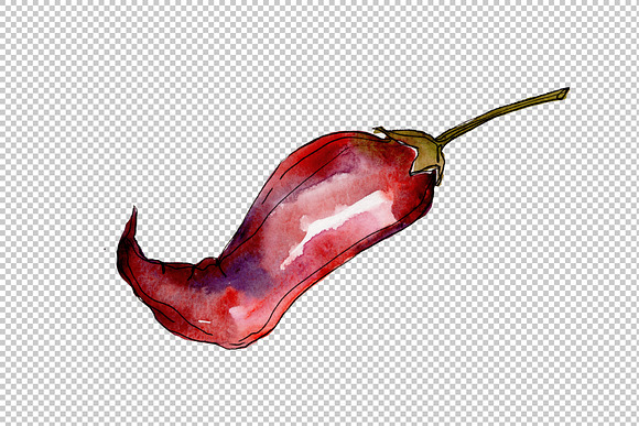 Red pepper vegetables PNG watercolor in Illustrations - product preview 3
