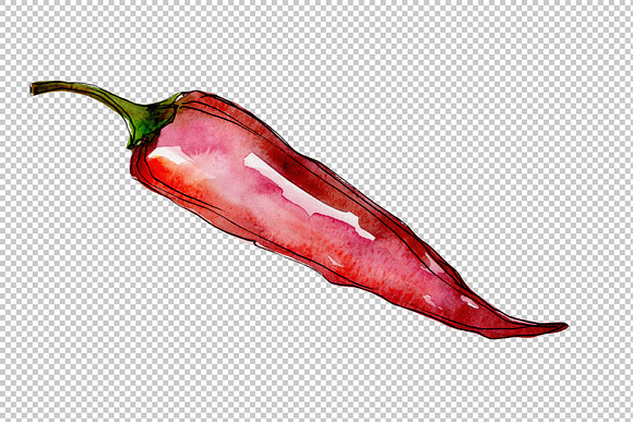 Red pepper vegetables PNG watercolor in Illustrations - product preview 6