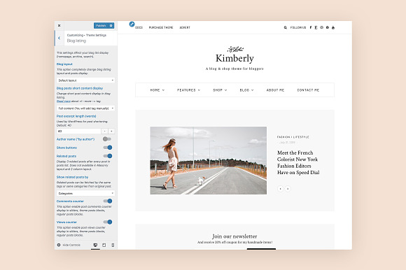 Kimberly - Blog & Shop Theme in WordPress Blog Themes - product preview 3