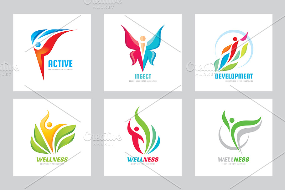 Abstract Human Vector Logo Set in Logo Templates - product preview 8