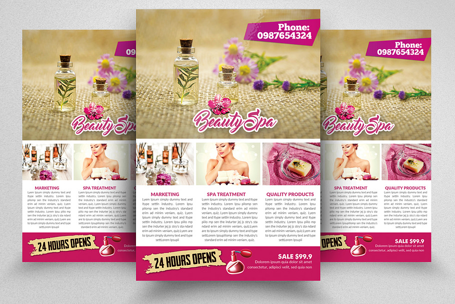 Spa Salon Beauty Treatment Flyer  in Flyer Templates - product preview 8