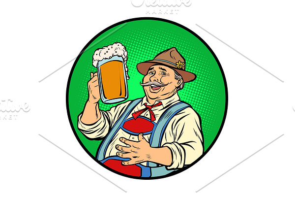 Oktoberfest Bavarian man with beer