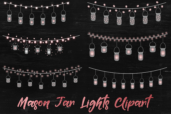 Lantern Clipart, Mason Jar Lights