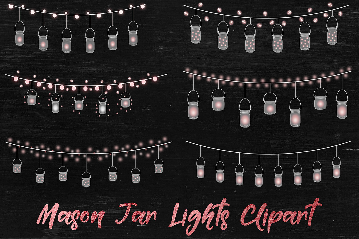 Lantern Clipart, Mason Jar Lights in Graphics - product preview 8
