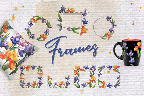 Orange and purple irises PNG set in Illustrations - product preview 6