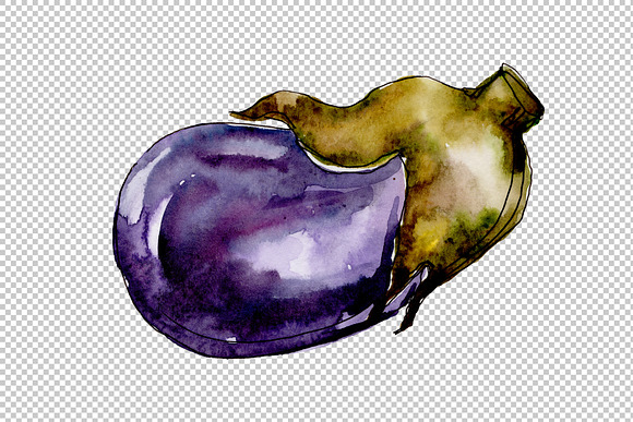Purple eggplant vegetables PNG set in Illustrations - product preview 7