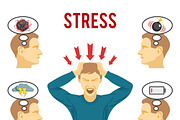 Mental disorder and stress icons set