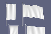 Realistic white flags set