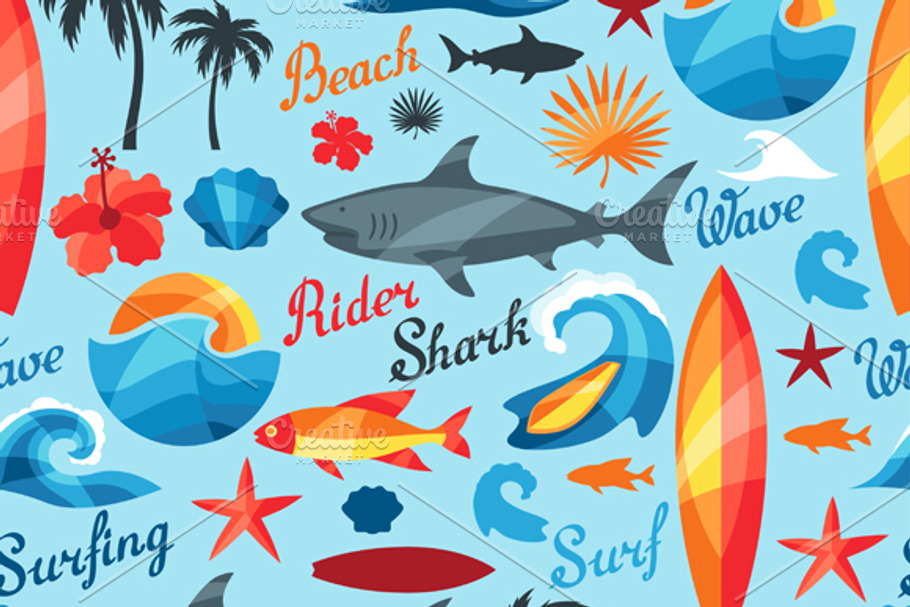 Seamless patterns with surfing. in Patterns - product preview 8