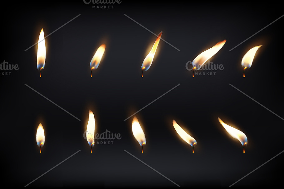 Flame. Vector set.  in Illustrations - product preview 8