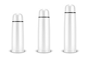 Thermo tumbler flask. Vector set. 