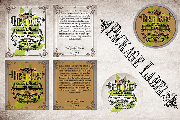 Birch Bark Vintage Labels in Stationery Templates - product preview 3