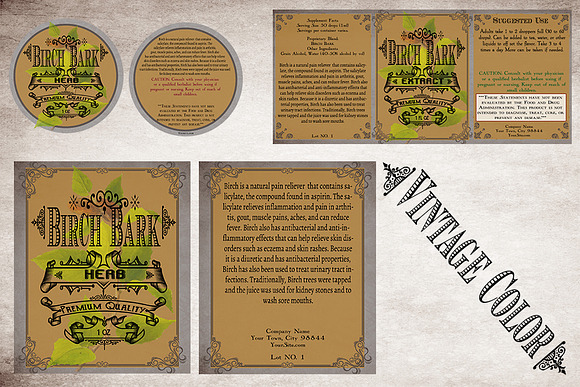 Birch Bark Vintage Labels in Stationery Templates - product preview 6