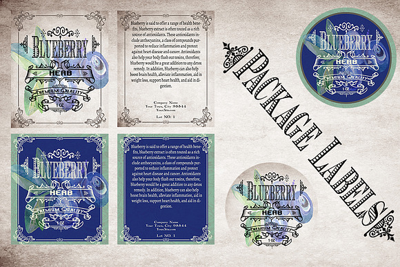 Blueberry Vintage Labels in Stationery Templates - product preview 3