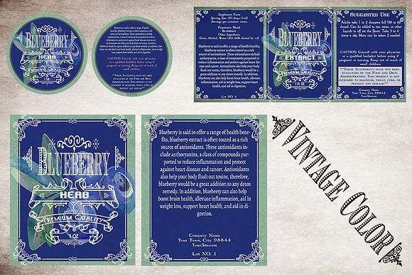 Blueberry Vintage Labels in Stationery Templates - product preview 6