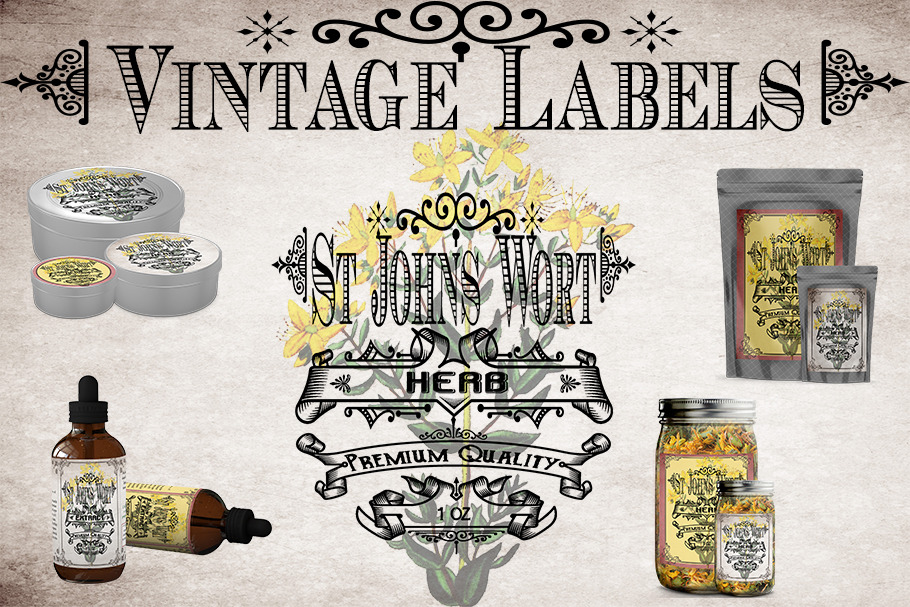 St Johns Wort Vintage Labels