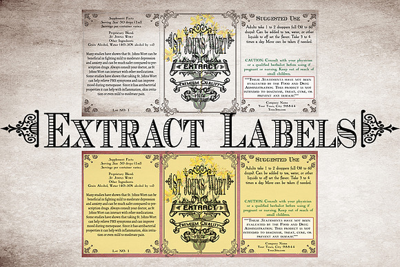 St Johns Wort Vintage Labels in Stationery Templates - product preview 2