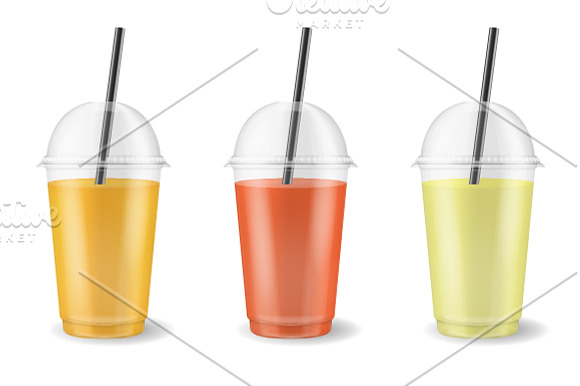 Plastic disposable cup. Vector set.  in Illustrations - product preview 3