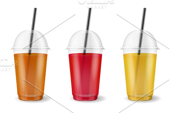 Plastic disposable cup. Vector set.  in Illustrations - product preview 4