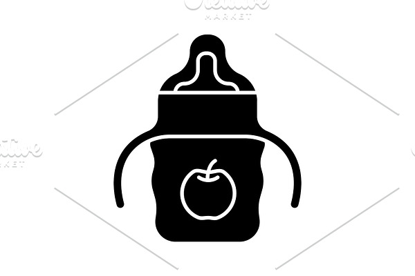 Baby sippy cup glyph icon