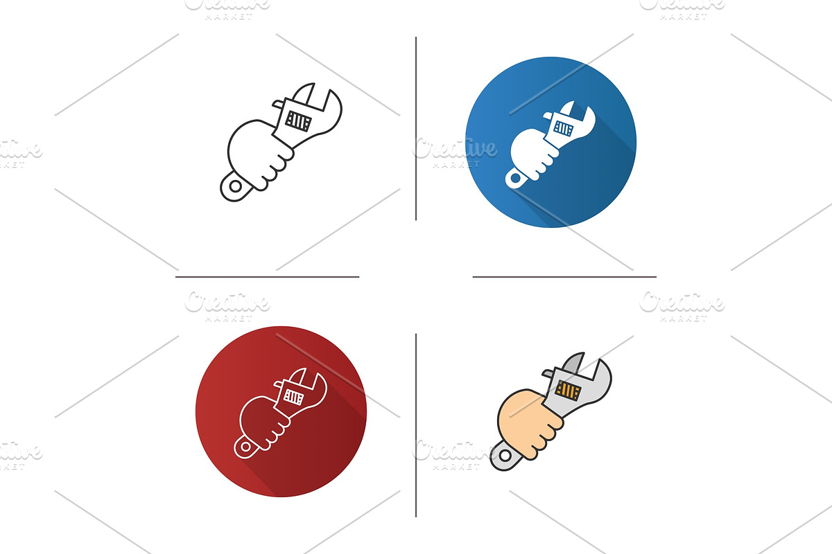 Hand holding wrench icon in Icons - product preview 8
