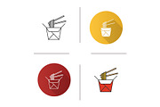 Chinese noodles in paper box icon
