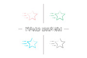 Flying star hand drawn icons set