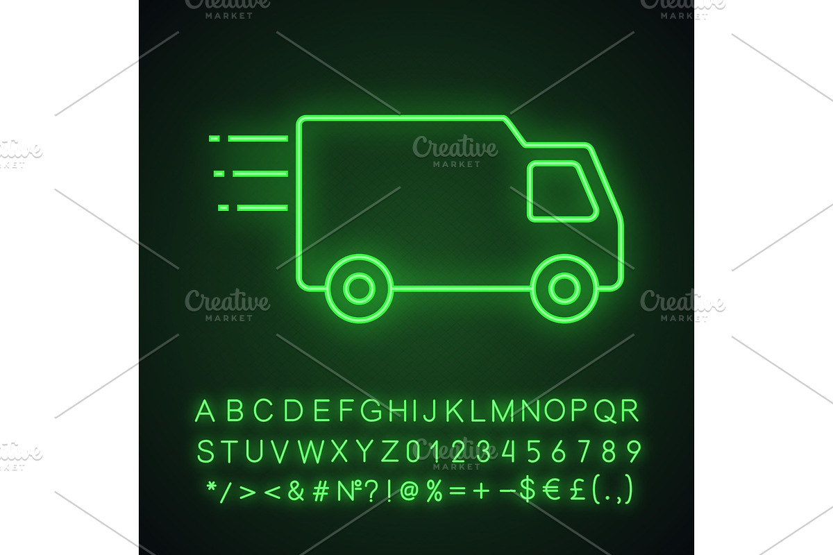 Delivery van neon light icon in Neon Icons - product preview 8